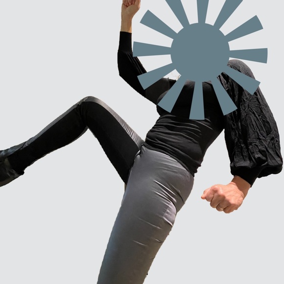 Mylène B. Designer pants from Mtl. Stretch and super nice!  Cobalt blue & Black - Picture 7 of 16